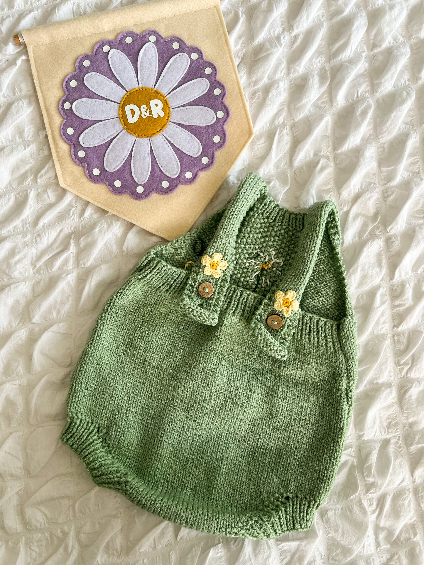 Daisy and Primrose romper 3-6 months