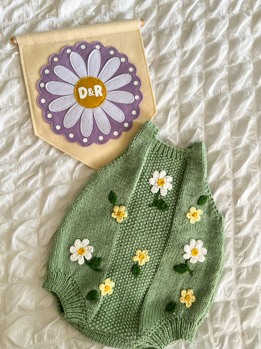 Daisy and Primrose romper 3-6 months