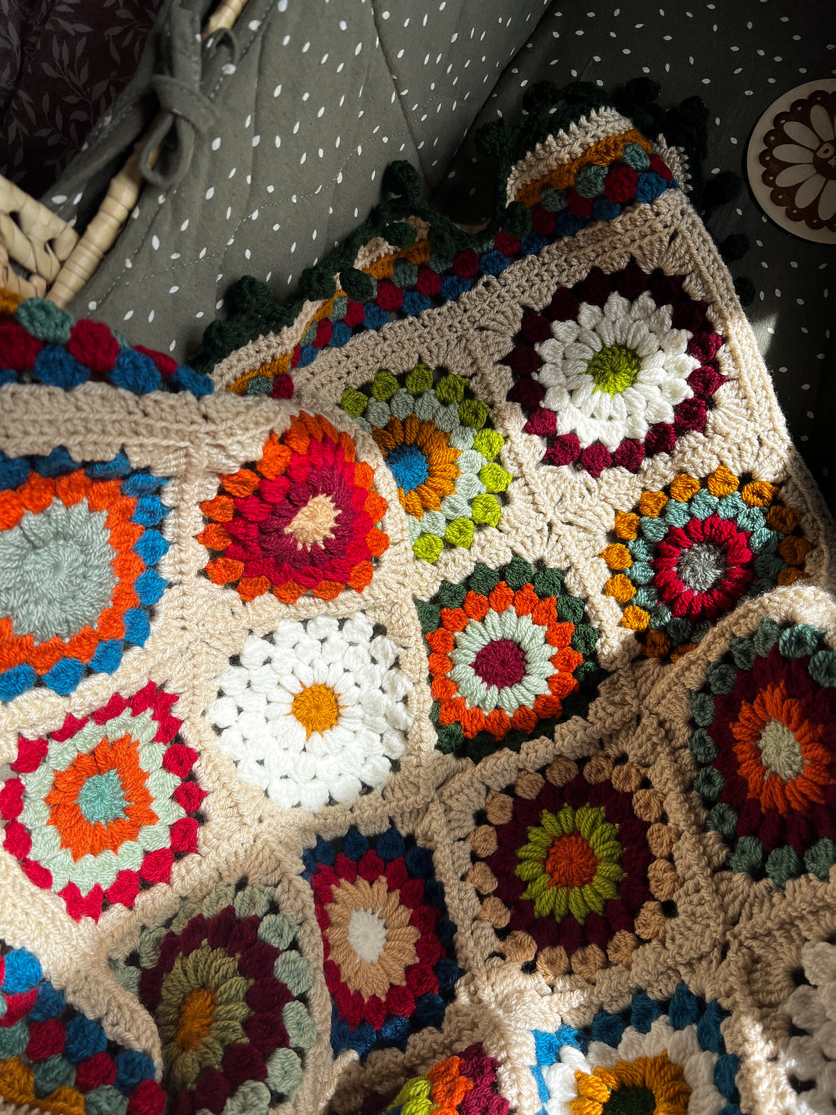 Forest green pram blanket