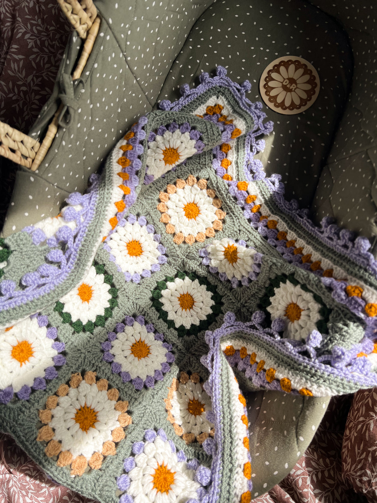 Sage green pram blanket